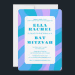 Modern Abstract Groovy Pink Blu Custom Bar Mitzvah Invitation<br><div class="desc">Perfect card to announce a bat mitzvah, bar mitzvah or other Jewish celebration! Hand made art for you. FULLY CUSTOMIZABLE! Click on “Personalize” above to edit the text. Click "edit using design tool" to adjust the fonts, colours and placements and to delete the back side design if you prefer (I...</div>