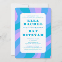 Modern Abstract Groovy Pink Blu Custom Bar Mitzvah