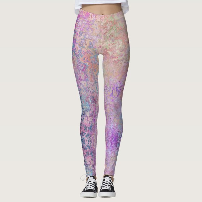 Modern Abstract Grunge Pastels Leggings (Front)