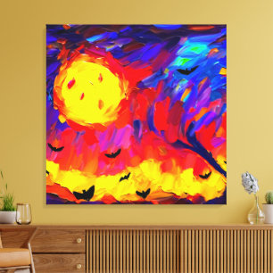 Modern Abstract Halloween Night Canvas Print