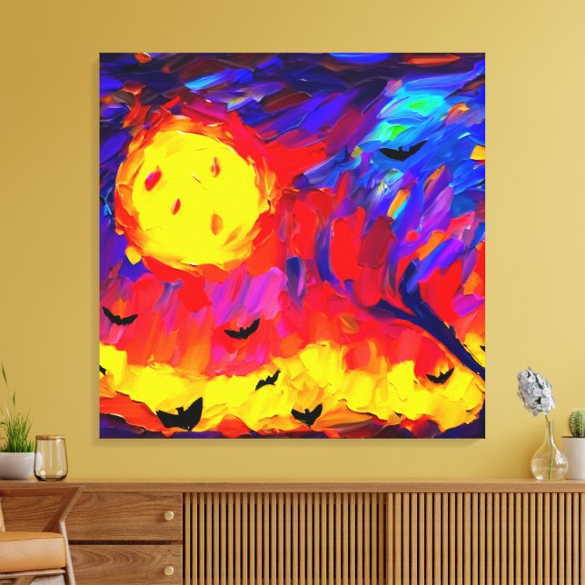 Modern Abstract Halloween Night Canvas Print (Insitu(LivingRoom))