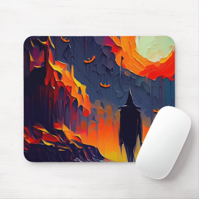 Modern Abstract Halloween Night Mouse Pad (With Mouse)
