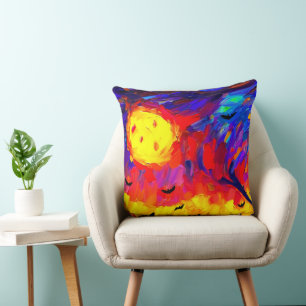 Modern Abstract Halloween Night Throw Pillow
