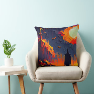 Modern Abstract Halloween Night Throw Pillow