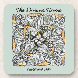 Modern Abstract Hand-Drawn Pattern Personalized Coaster