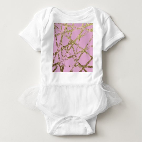 Modern,abstract,hand painted, gold lines pink baby bodysuit