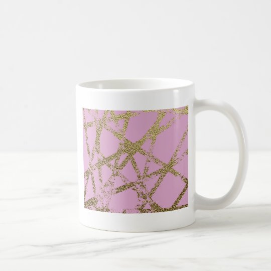 Modern,abstract,hand painted, gold lines pink coffee mug