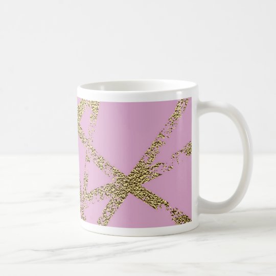 Modern,abstract,hand painted, gold lines pink coffee mug