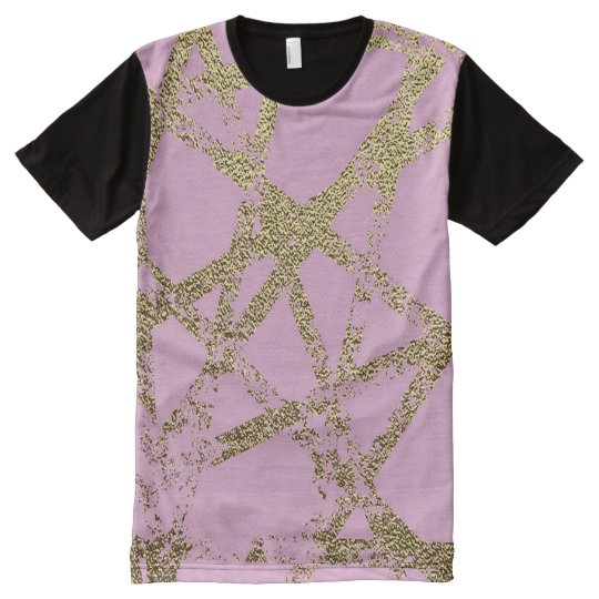 Modern,abstract,hand painted, gold lines, pink,dec All-Over-Print T-Shirt