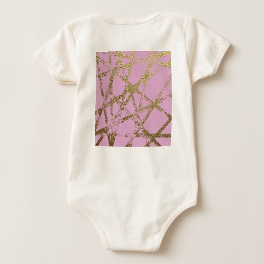 Modern,abstract,hand painted, gold lines, pink,dec baby bodysuit