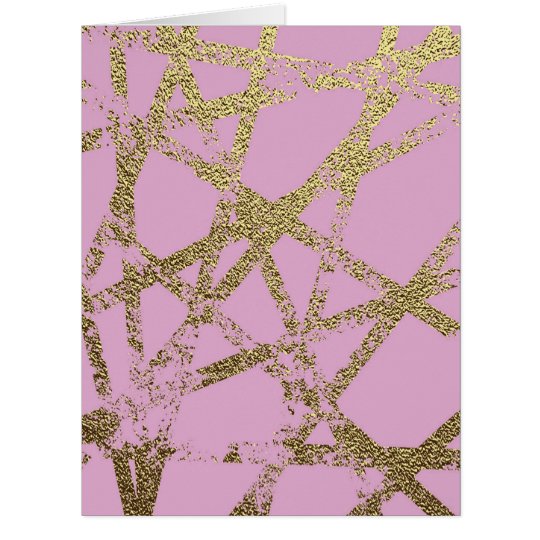 Modern,abstract,hand painted, gold lines, pink,dec card