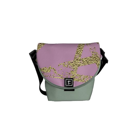 Modern,abstract,hand painted, gold lines, pink,dec courier bag