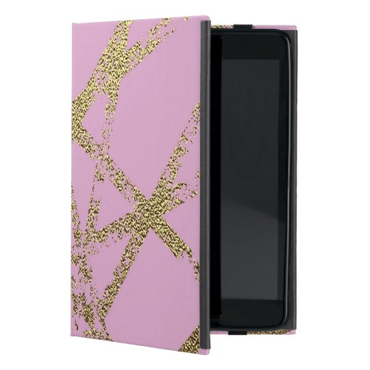 Modern,abstract,hand painted, gold lines, pink,dec cover for iPad mini