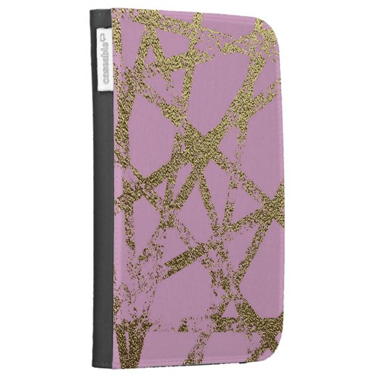 Modern,abstract,hand painted, gold lines, pink,dec kindle keyboard cases