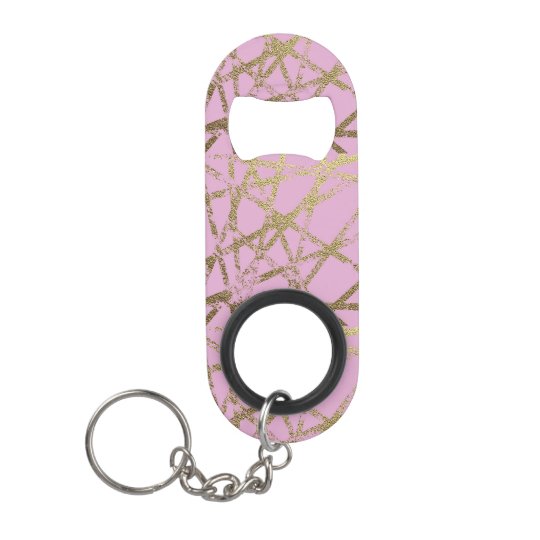 Modern,abstract,hand painted, gold lines, pink,dec mini bottle opener