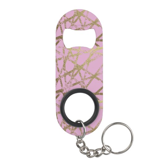 Modern,abstract,hand painted, gold lines, pink,dec mini bottle opener