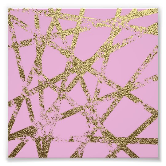 Modern,abstract,hand painted, gold lines, pink,dec photo print