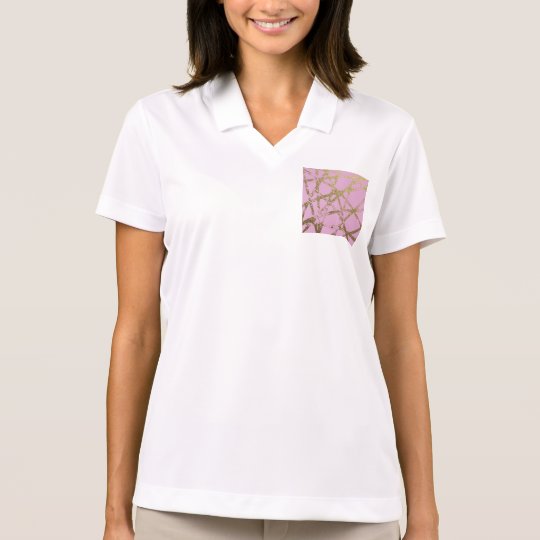 Modern,abstract,hand painted, gold lines, pink,dec polo shirt