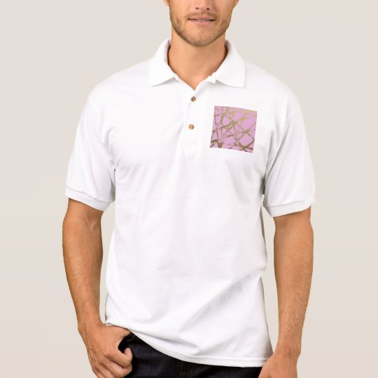 Modern,abstract,hand painted, gold lines, pink,dec polo shirt
