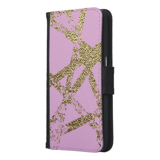 Modern,abstract,hand painted, gold lines, pink,dec samsung galaxy s6 wallet case