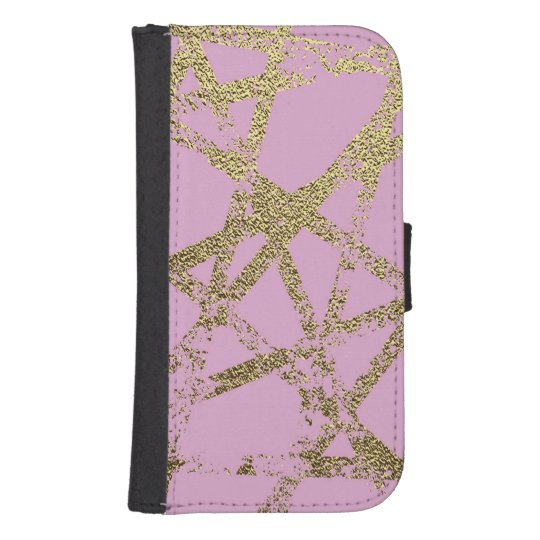 Modern,abstract,hand painted, gold lines, pink,dec samsung s4 wallet case