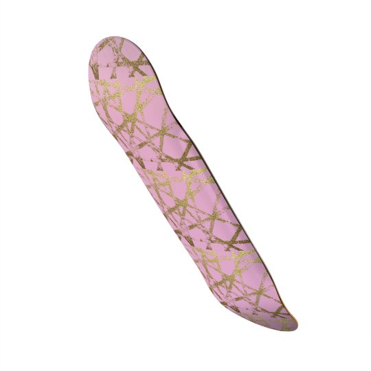 Modern,abstract,hand painted, gold lines, pink,dec skate boards