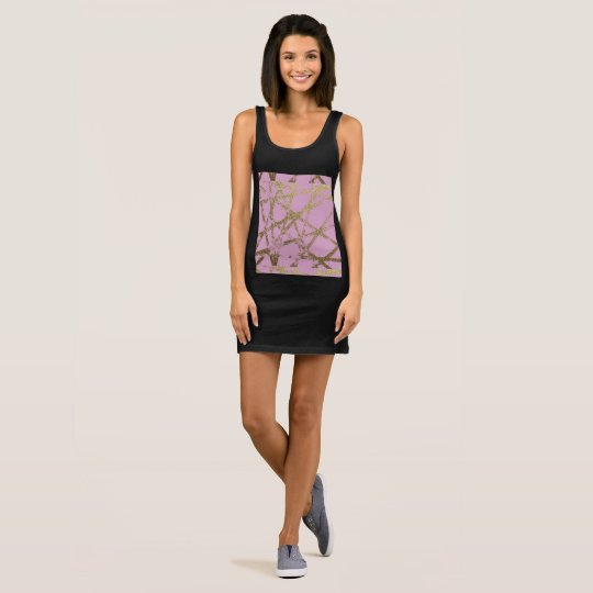 Modern,abstract,hand painted, gold lines, pink,dec sleeveless dress