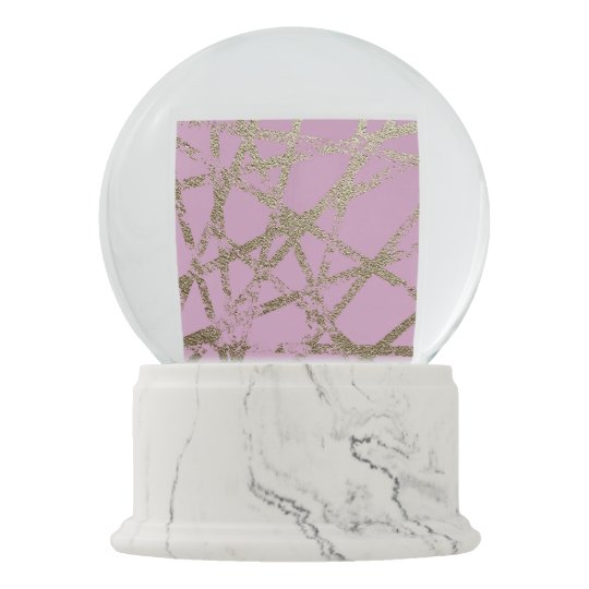 Modern,abstract,hand painted, gold lines, pink,dec snow globe