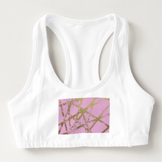 Modern,abstract,hand painted, gold lines, pink,dec sports bra