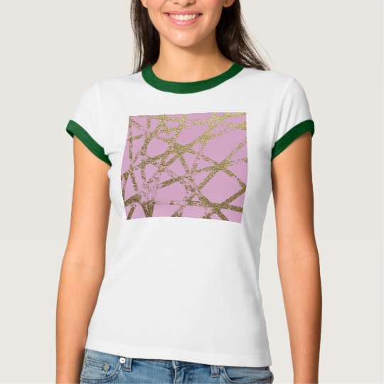Modern,abstract,hand painted, gold lines, pink,dec T-Shirt