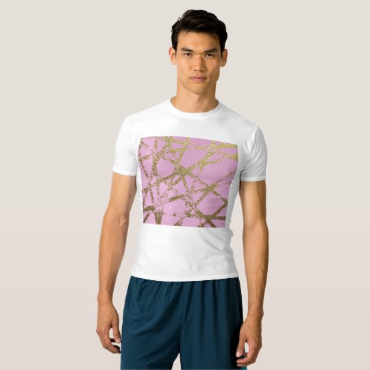 Modern,abstract,hand painted, gold lines, pink,dec t-shirt