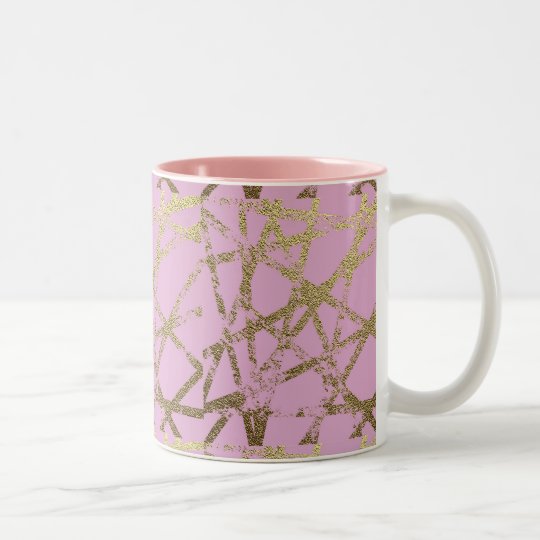 Modern,abstract,hand painted, gold lines, pink,dec Two-Tone coffee mug