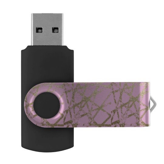 Modern,abstract,hand painted, gold lines, pink,dec USB flash drive