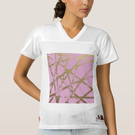 Modern,abstract,hand painted, gold lines, pink,dec women's football jersey