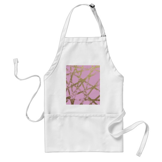 Modern,abstract,hand painted, gold lines pink standard apron