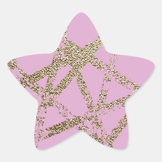Modern,abstract,hand painted, gold lines pink star sticker