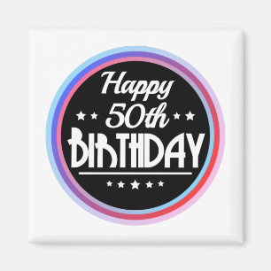 Modern Abstract Happy 50th Birthday Magnet