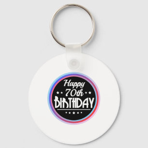 Modern Abstract Happy 70th Birthday Keychain
