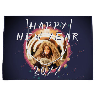 Modern Abstract Happy New Year 2023 Photo Large Gift Bag