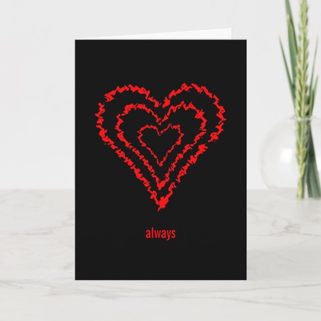 Modern Abstract Heart “Always” Love Card (Front)