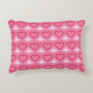 Modern Abstract Hearts - Azalea Pink Accent Pillow