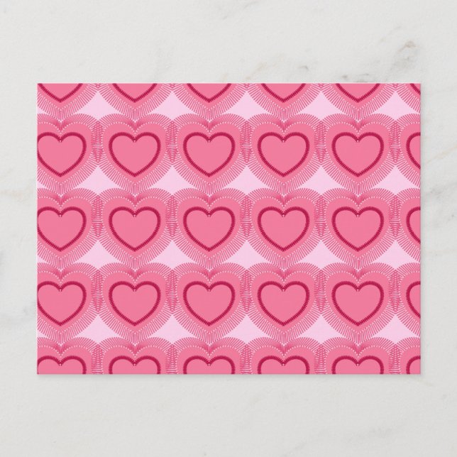 Modern Abstract Hearts - Azalea Pink Postcard (Front)