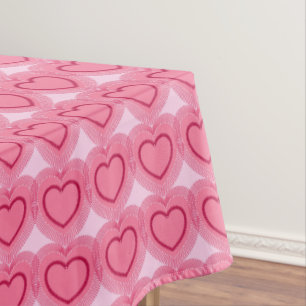 Modern Abstract Hearts - Azalea Pink Tablecloth