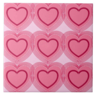 Modern Abstract Hearts - Azalea Pink Tile