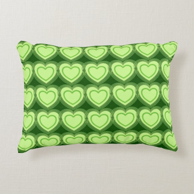 Modern Abstract Hearts - Lime Green Decorative Pillow (Front)