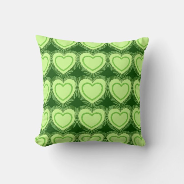 Modern Abstract Hearts - Lime Green Throw Pillow (Front)