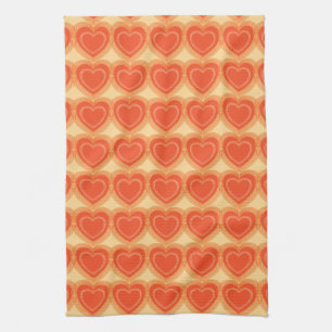 Modern Abstract Hearts - Mandarin Orange Kitchen Towel