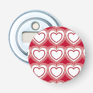 Modern Abstract Hearts - Red and White Bottle Opener