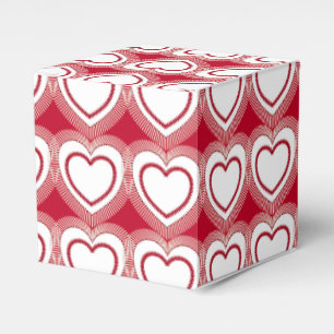 Modern Abstract Hearts - Red and White Favor Box