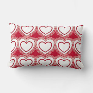 Modern Abstract Hearts - Red and White Lumbar Pillow